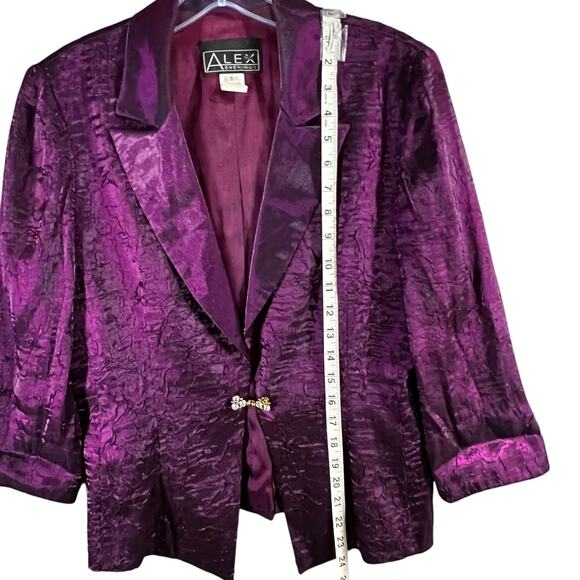 Alex Evenings Vintage Blazer Jacket Women 8 Purple Crinkled Cocktail Whimsygoth - Picture 9 of 15